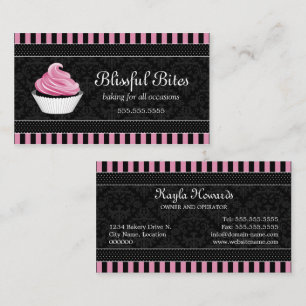 Cartão De Visita Padaria elegante do cupcake do damasco
