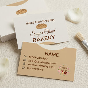 Cartão De Visita Padaria Elegante Pastel Bakery Sugar Cloud