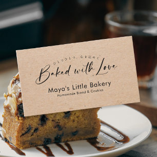 Cartão De Visita Padaria Elegante Script Kraft Minimalista