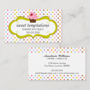 Cartão De Visita Padaria lunática do cupcake da cereja