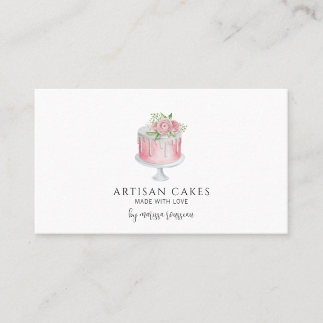 Cartão De Visita Padaria Pastelaria Chef Aquarela Fazendo Bolo De B (Frente)