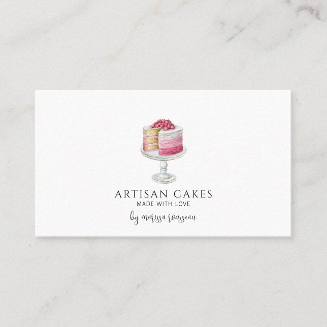 Cartão De Visita Padaria Pastelaria Chef Aquarelas Fazendo Bolo Ros (Frente)