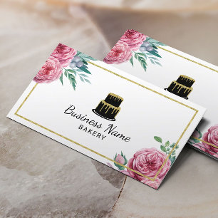 Cartão De Visita Padaria Pastelaria Chef Bolo Aquarela Elegante Flo