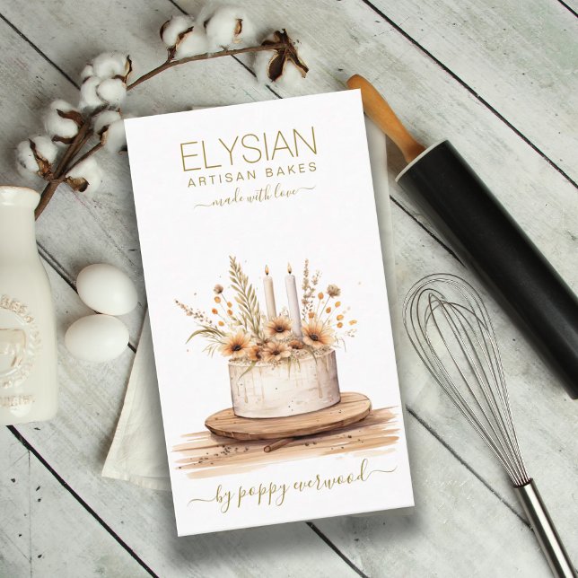 Cartão De Visita padaria pastelaria cozinheira cozinheira Dourada (Criador carregado)