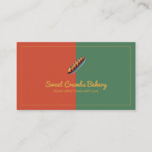 Cartão De Visita Padaria Personalizada Terracotta, Verde, Amarelo d