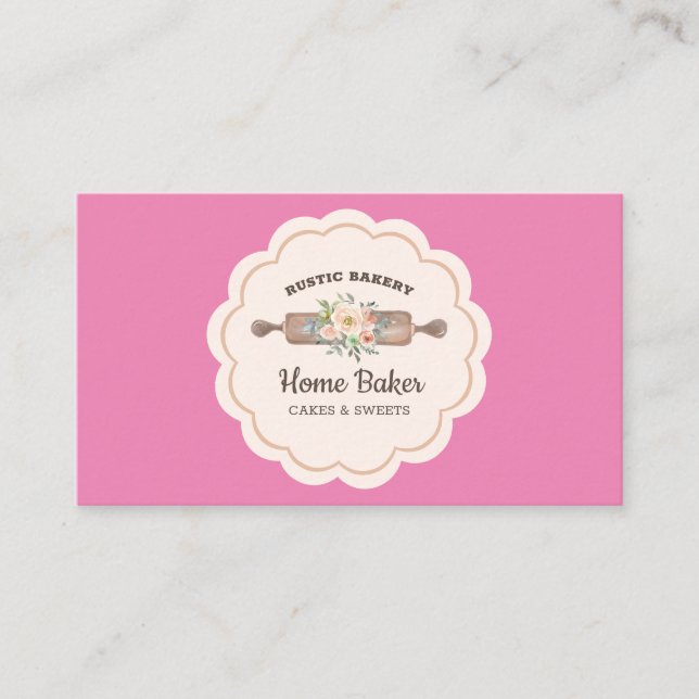 Cartão De Visita Padaria russa do pino-rosado (Frente)