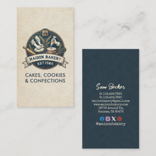 Cartão De Visita Padaria Rústica Loja de Pastelaria Sobremesa Doce 
