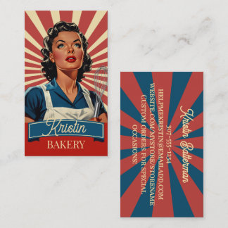 Cartão De Visita Padeira dona de casa vintage confeiteira pastelari