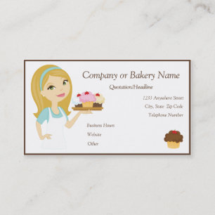 Cartão De Visita Padeiro do cupcake do louro/Aqua/cartão de visita