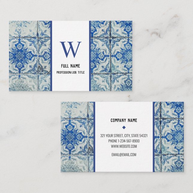 Cartão De Visita Padrão Antiquado de Azulejos Portugueses - Azulejo (Frente/Verso)