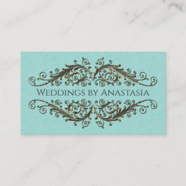 Cartão De Visita Padrão Azul Elegante e Dourado de picos