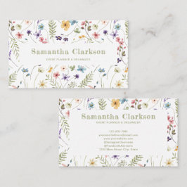 Cartão De Visita Padrão Charmoso de Flores Silvestres em Aquarela E