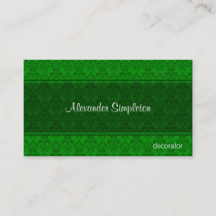 Cartão De Visita Padrão Damask Verde Faixa Escura