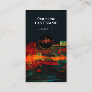 Cartão De Visita Padrão de Abstrato de Arte Moderno Vermelho Azul-L