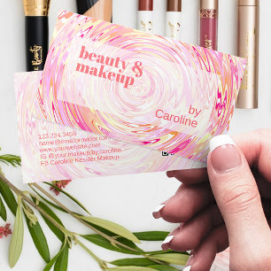 Cartão De Visita Padrão de Abstrato de Arte Vermelho Cor-de-Rosa Co