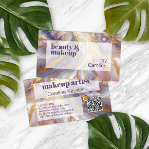 Cartão De Visita Padrão de Arte Marble Dourado Rosa Azul Roxo