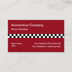 Cartão De Visita Padrão de bandeira de xadrez de corrida automotiva