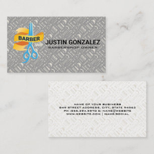 Cartão De Visita Padrão de Barbershop   Logotipo de tesoura de bar