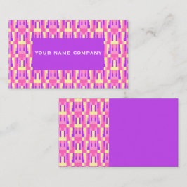 Cartão De Visita Padrão de Bloco Geométrico Pixel Rosa Pastel Roxo