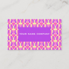 Cartão De Visita Padrão de Bloco Geométrico Pixel Rosa Pastel Roxo