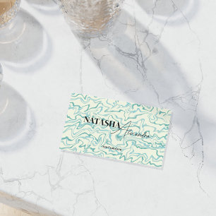 Cartão De Visita Padrão de Boho Líquido do Hippie 70s Blue Marble