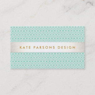 Cartão De Visita Padrão de Casa Branca e Mint do Na moda Designer