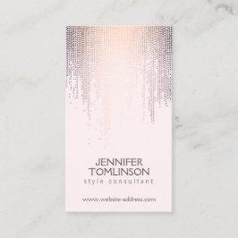 Cartão De Visita Padrão de Chuva de Confetti Escamudo Elegante Rosa