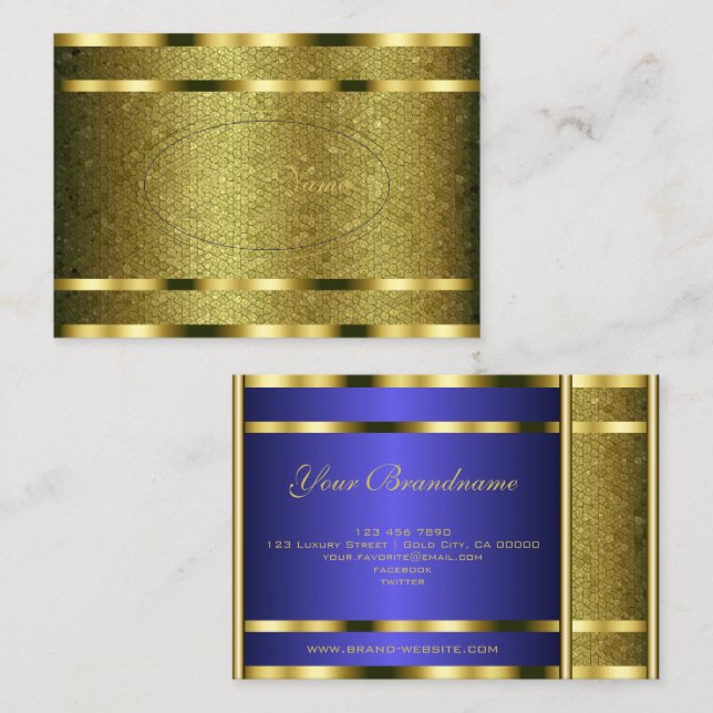 Cartão De Visita Padrão de Cobra de luxo com efeito Dourado profiss (Frente/Verso)