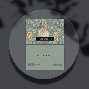 Cartão De Visita Padrão de Cores Aquáticas Tropicais Douradas e F