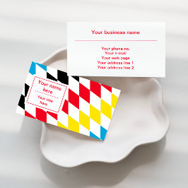 Cartão De Visita Padrão de Diamante Bávaro Negro Vermelho Amarelo e