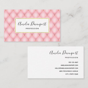 Cartão De Visita Padrão de Diamante Tufado de Luxo Rosa