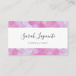 Cartão De Visita Padrão de Escala de Sereia de Pastel Rosa e Shimme