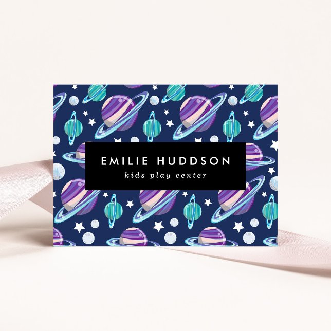 Cartão De Visita Padrão de Espaço, Kids Play Center, Centro de Ativ (Criador carregado)