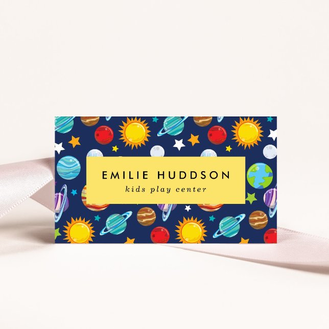Cartão De Visita Padrão de Espaço, Kids Play Center, Centro de Ativ (Criador carregado)