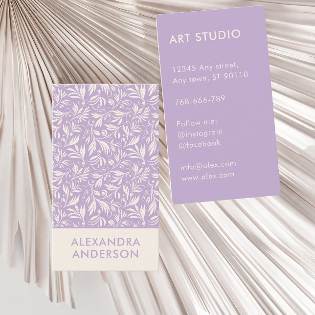 Cartão De Visita Padrão de espiral de Lavanda moderna (Modern Lavender Swirl Pattern Business Card)