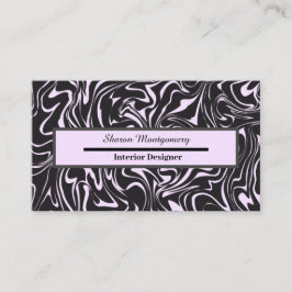 Cartão De Visita Padrão de espiral líquida de mármore preto e rosa