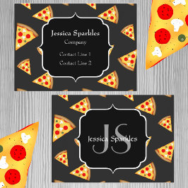 Cartão De Visita Padrão de fatias de pizza legal e divertido Monogr