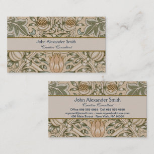 Cartão De Visita Padrão de Flor de Lírio e Romã de William Morris