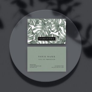 Cartão De Visita Padrão de Folhas de Oásis Moderna de Aquarela Trop
