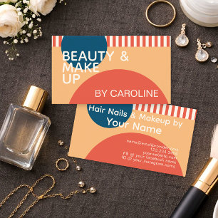 Cartão De Visita Padrão de Formas de Arte de Marfim Laranja Azul-Fe