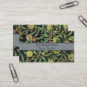 Cartão De Visita Padrão de Frutas Romã Escura de William Morris