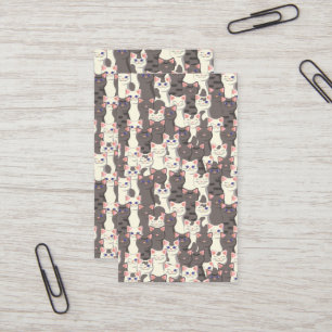 Cartão De Visita Padrão de gatos brancos e cinzas