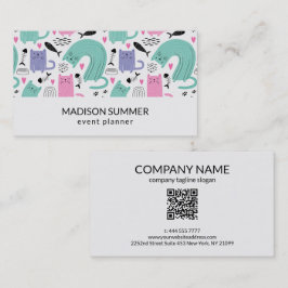 Cartão De Visita Padrão de Gatos Frescos