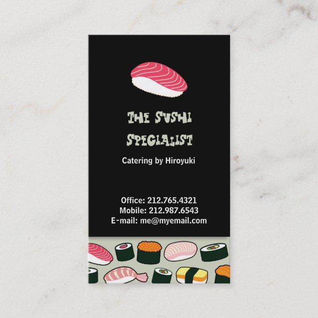 Cartão De Visita Padrão de Ilustrações Diversas de Oishii Sushi (Ci (Frente)