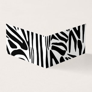 Cartão De Visita Padrão de impressão de zebra preto e branco em neg