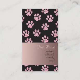Cartão De Visita padrão de impressões de pata rosa e preta