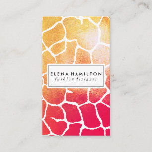 Cartão De Visita Padrão de Laranja Vermelho Chic