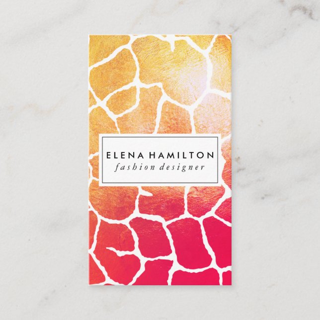 Cartão De Visita Padrão de Laranja Vermelho Chic (Frente)