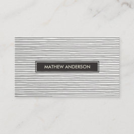 CARTÃO DE VISITA PADRÃO DE LINHA PRETA DE ESQUETA BRANCA ARTISTICA