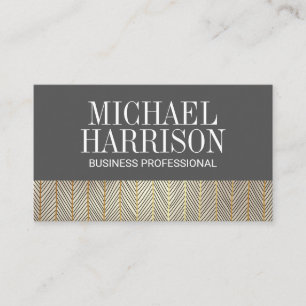 Cartão De Visita Padrão de Linhas Douradas   CINZAS